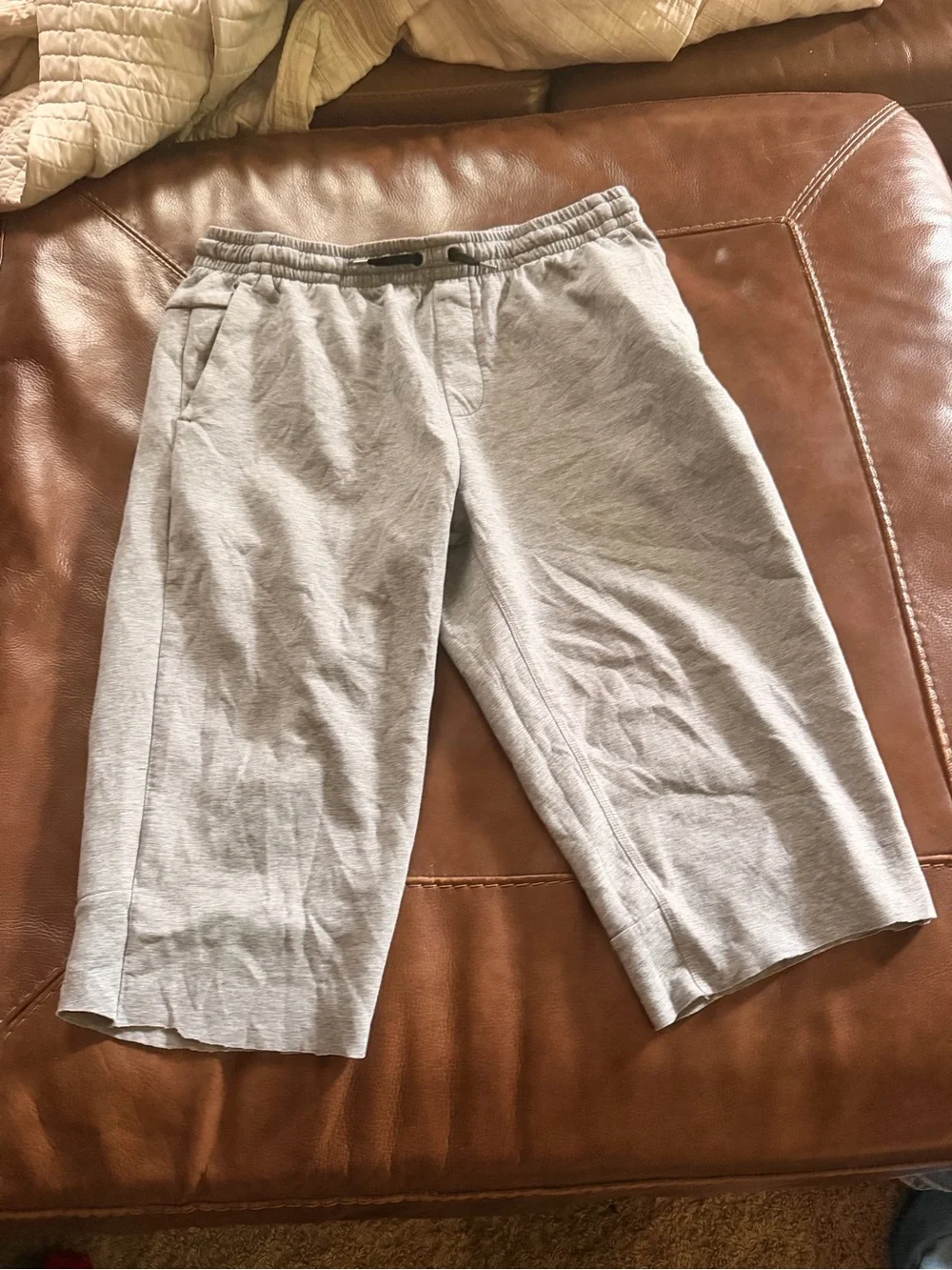 Light Gray Knee-Length Sweat Shorts